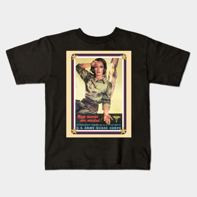 Vintage USA Army Nurse Corps 2 Kids T-Shirt by SpiceTree